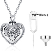 Schmuck Asche – Sterlingsilber Halskette mit Lebensbaum Herz Anhänger und Mini Urne für Haarbefüllung